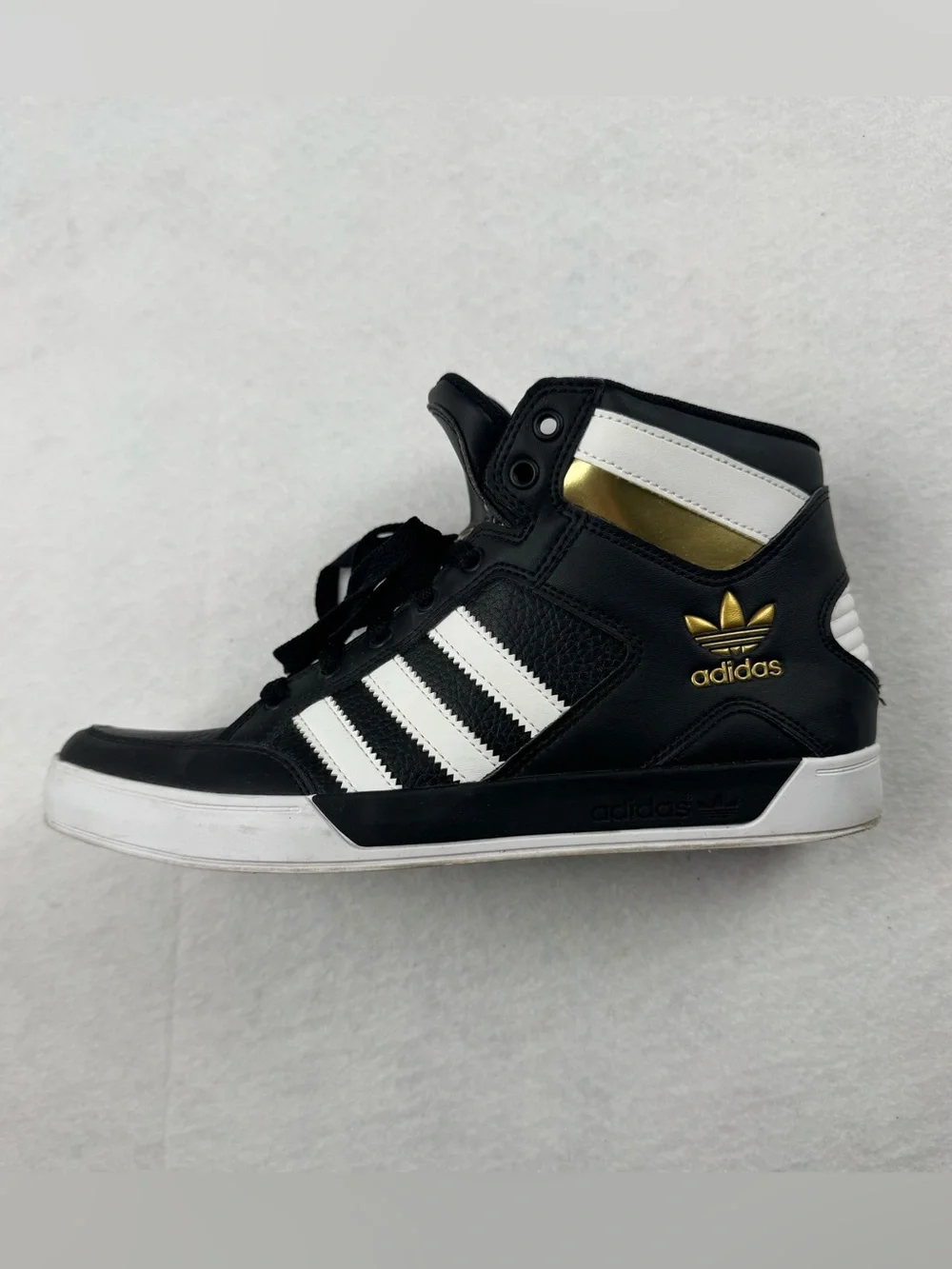 Adidas Originals Black White Gold High Top Sneakers Size 8.5 - Picture 6 of 9